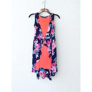 Paper Doll Girls‎ Size 12 Sleeveless Hi-low Floral Blue Dress